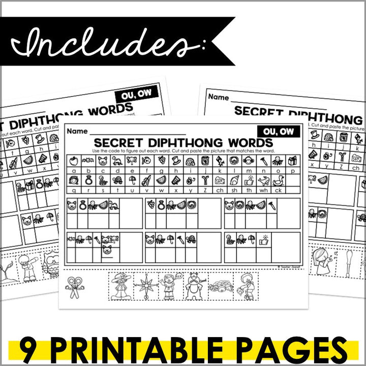 Diphthongs Secret Words Phonemic Awareness Activity - Teacher Jeanell