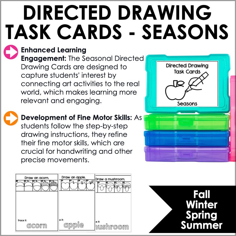 Directed Drawing Task Cards Seasons - Teacher Jeanell
