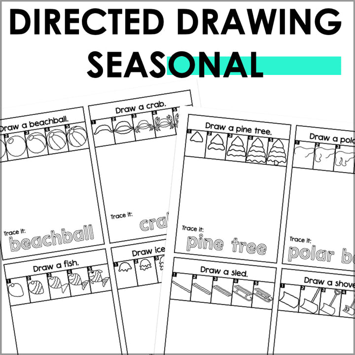Directed Drawing Task Cards Seasons - Teacher Jeanell