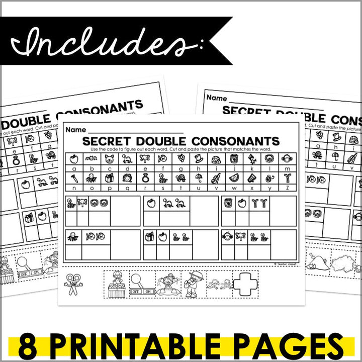 Double Consonants Secret Words Phonemic Awareness Activity - Teacher Jeanell