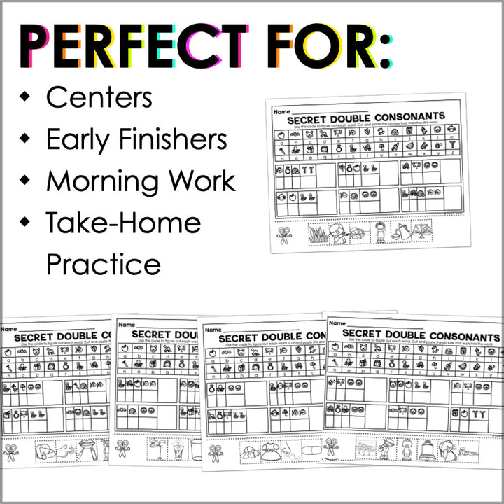 Double Consonants Secret Words Phonemic Awareness Activity - Teacher Jeanell