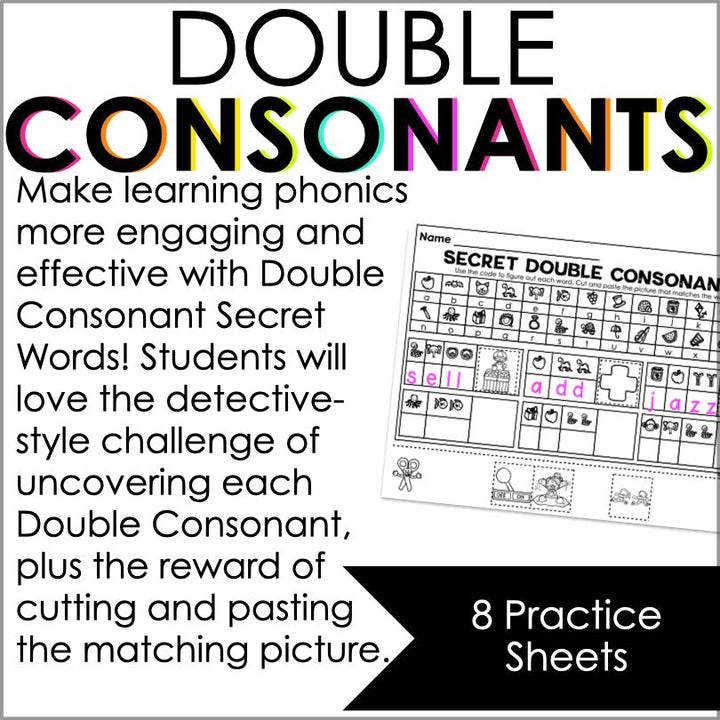 Double Consonants Secret Words Phonemic Awareness Activity - Teacher Jeanell