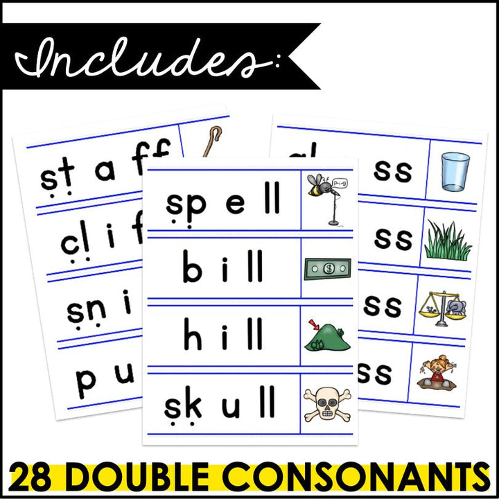 Double Final Consonants Segmenting and Blending Cards Word Sliders - Teacher Jeanell