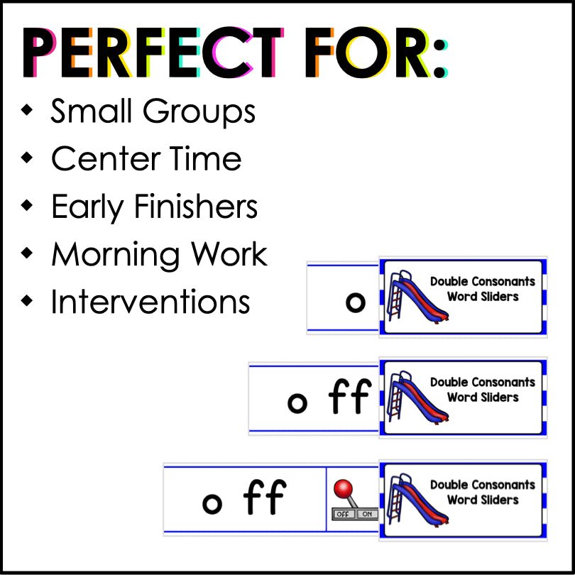 Double Final Consonants Segmenting and Blending Cards Word Sliders - Teacher Jeanell