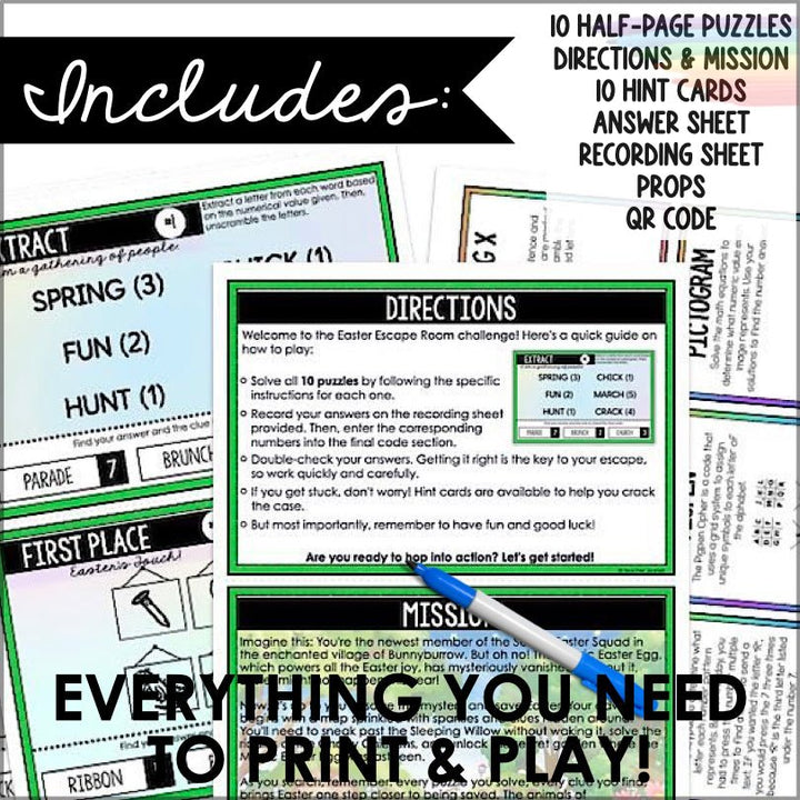Easter Escape Room Game | Kids Printable Easter Game | Kids Puzzle Adventure Kit - Teacher Jeanell