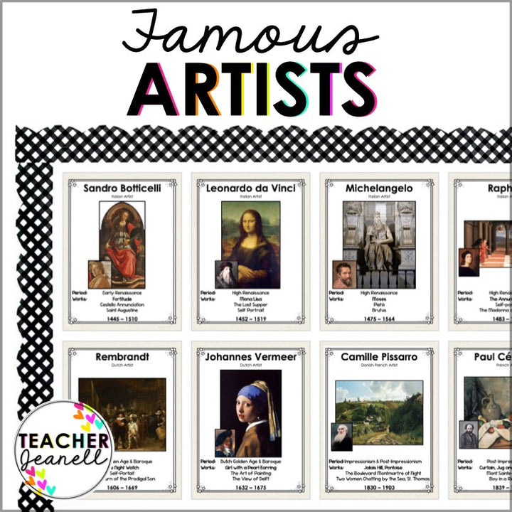Famous Artists Poster Set - Teacher Jeanell