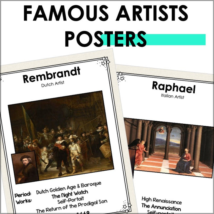 Famous Artists Poster Set - Teacher Jeanell