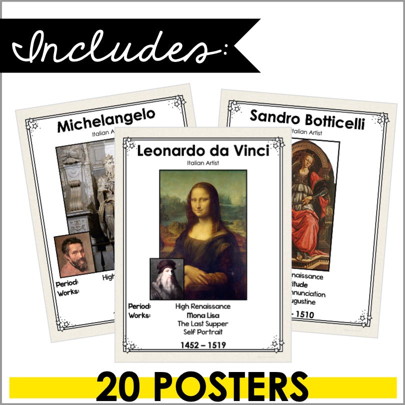 Famous Artists Poster Set - Teacher Jeanell