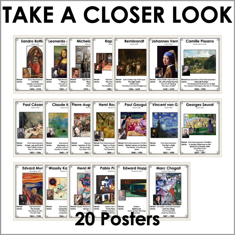 Famous Artists Poster Set - Teacher Jeanell