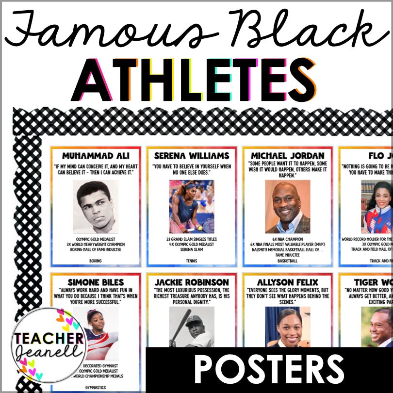 Famous Black Athletes Poster Set - Black History Month Bulletin Board - Teacher Jeanell