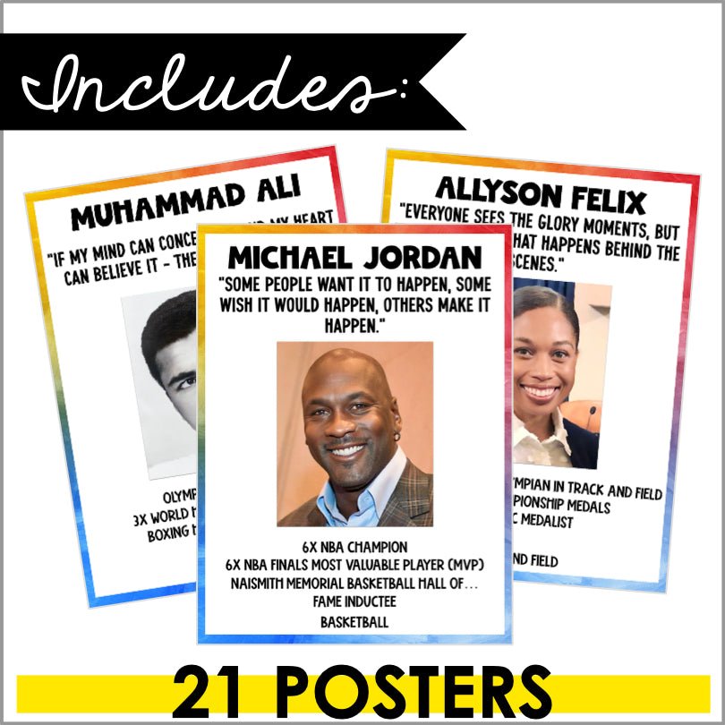 Famous Black Athletes Poster Set - Black History Month Bulletin Board - Teacher Jeanell