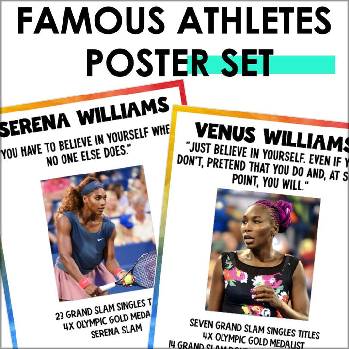Famous Black Athletes Poster Set - Black History Month Bulletin Board - Teacher Jeanell