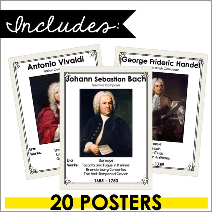 Famous Classical Composers Poster Set - Teacher Jeanell