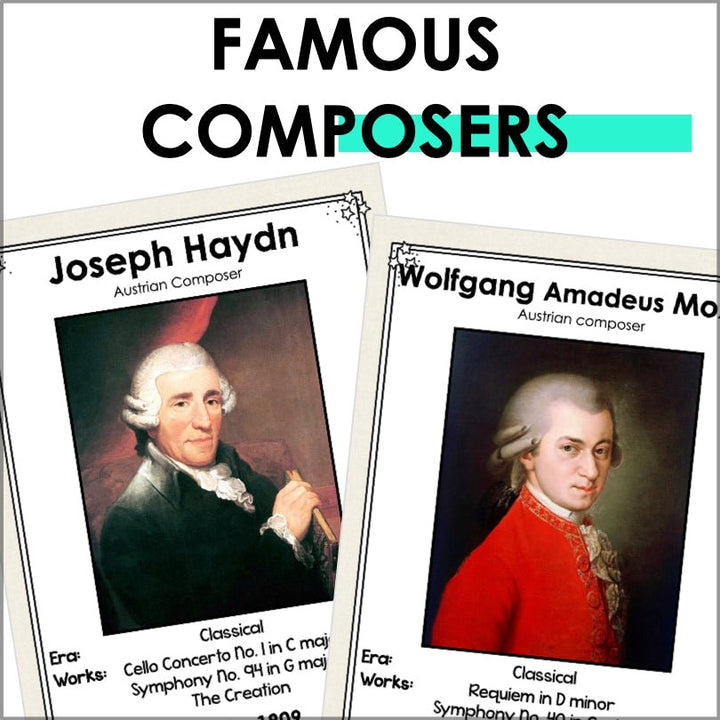 Famous Classical Composers Poster Set - Teacher Jeanell