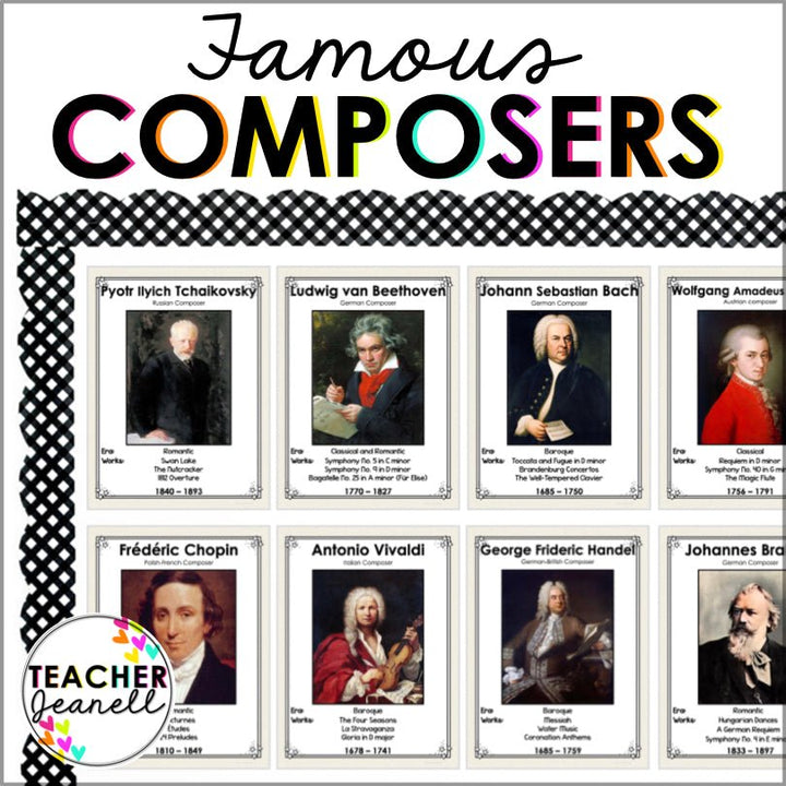 Famous Classical Composers Poster Set - Teacher Jeanell