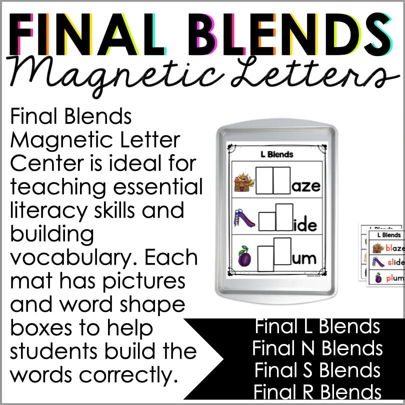 Final Consonant Blends Magnetic Letter Activities - Teacher Jeanell
