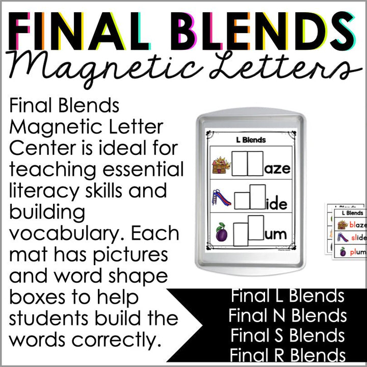Final Consonant Blends Magnetic Letter Activities - Teacher Jeanell