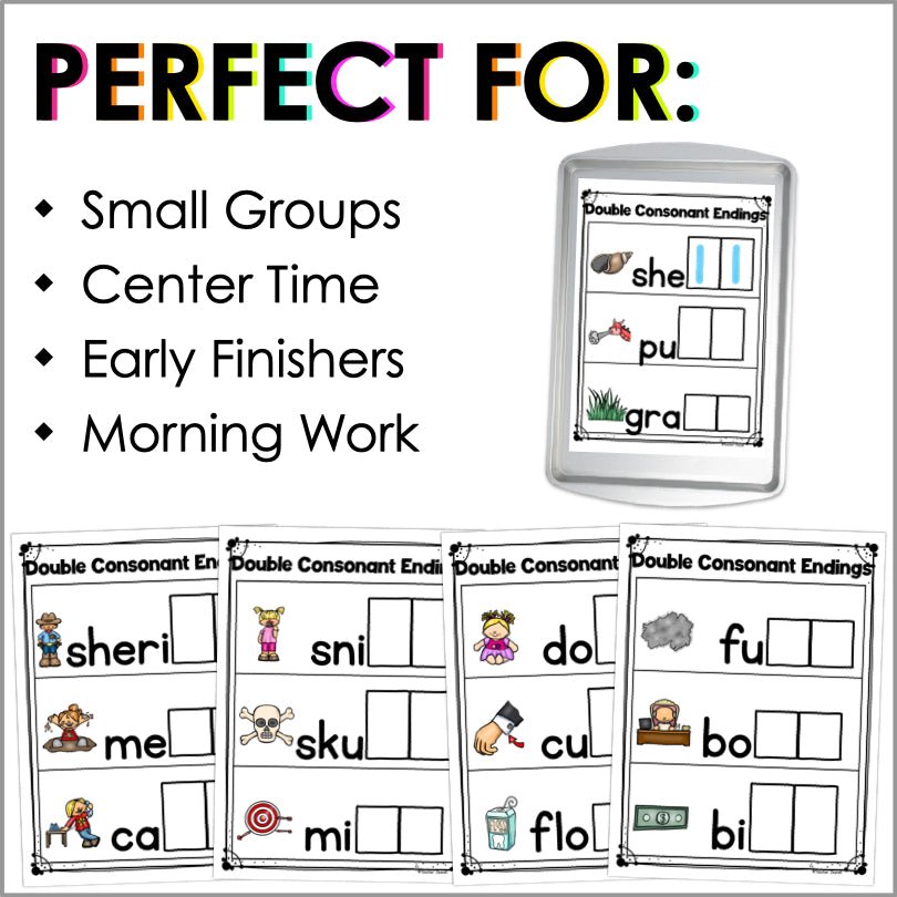 Final Double Consonants Magnetic Letter Activities - Teacher Jeanell