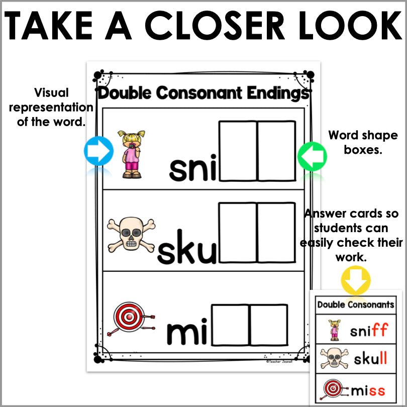 Final Double Consonants Magnetic Letter Activities - Teacher Jeanell