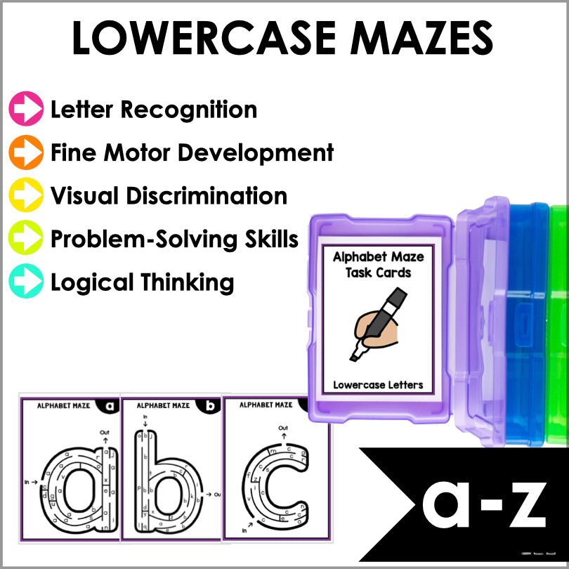 Fine Motor Skills Activities Mazes Alphabet Lowercase and Uppercase Letters - Teacher Jeanell