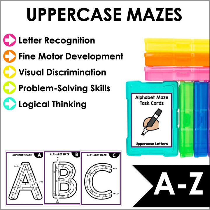 Fine Motor Skills Activities Mazes Alphabet Lowercase and Uppercase Letters - Teacher Jeanell