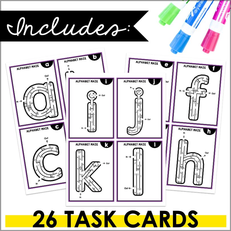 Fine Motor Skills Activities Mazes Alphabet Lowercase and Uppercase Letters - Teacher Jeanell