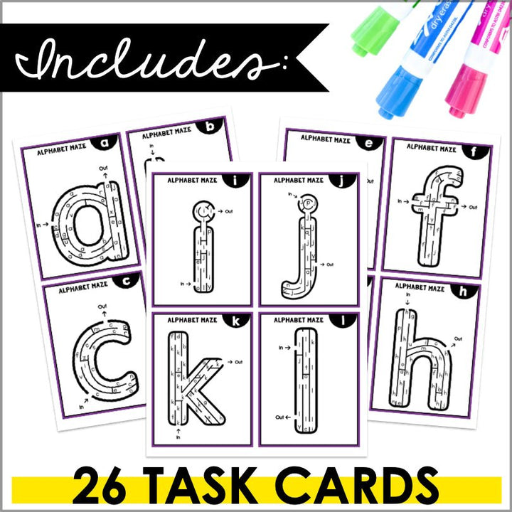 Fine Motor Skills Activities Mazes Alphabet Lowercase and Uppercase Letters - Teacher Jeanell