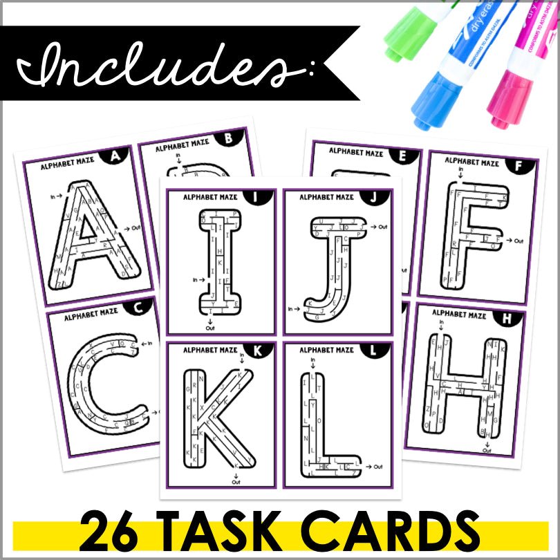 Fine Motor Skills Activities Mazes Alphabet Lowercase and Uppercase Letters - Teacher Jeanell