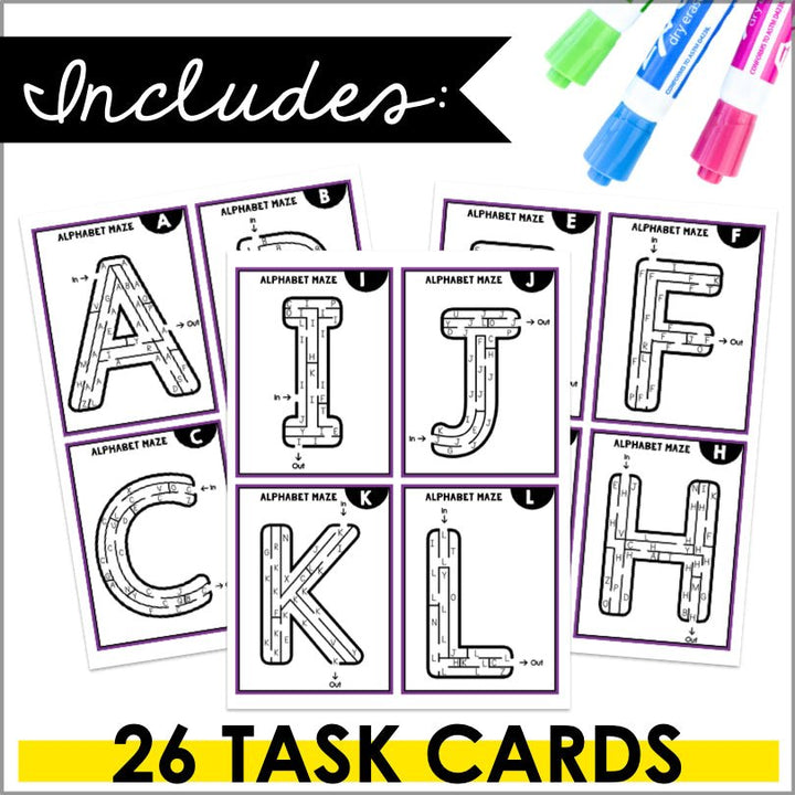 Fine Motor Skills Activities Mazes Alphabet Lowercase and Uppercase Letters - Teacher Jeanell