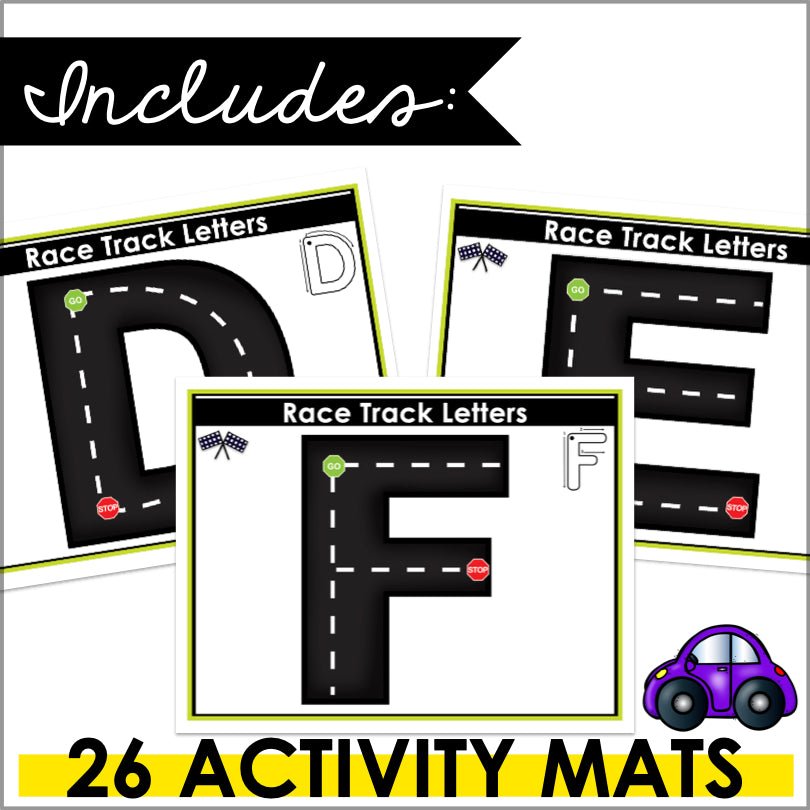 Fine Motor Skills Activities Race Car Track Alphabet Letters and Numbers - Teacher Jeanell