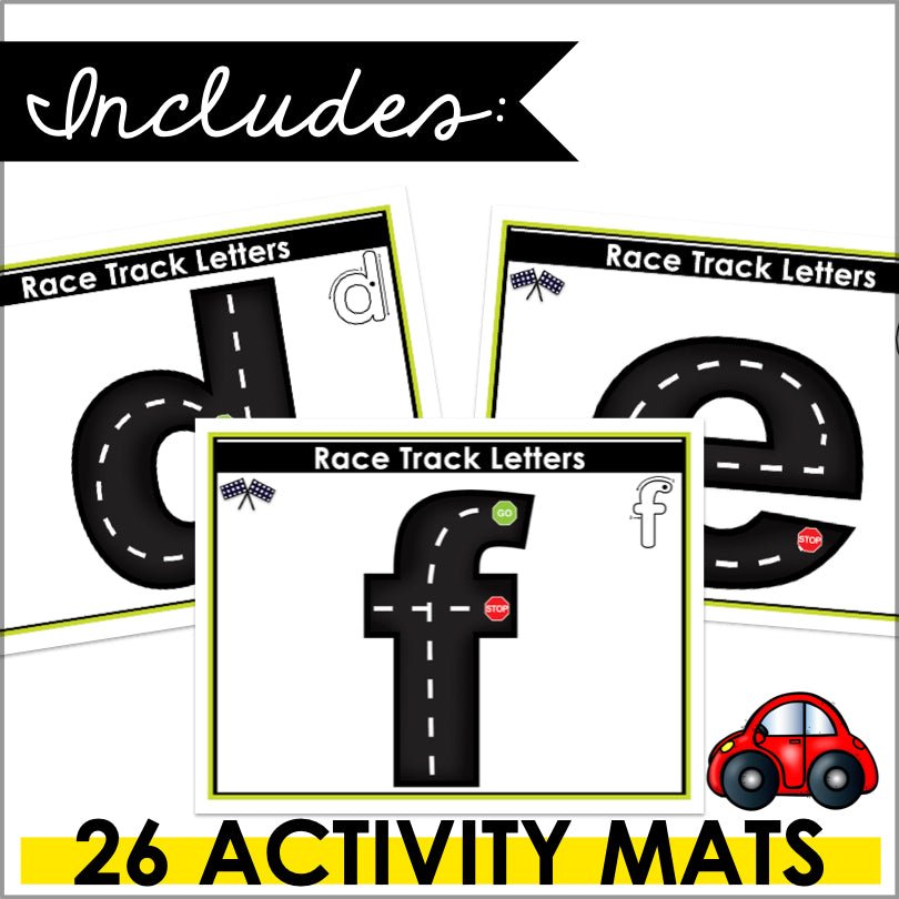 Fine Motor Skills Activities Race Car Track Alphabet Letters and Numbers - Teacher Jeanell