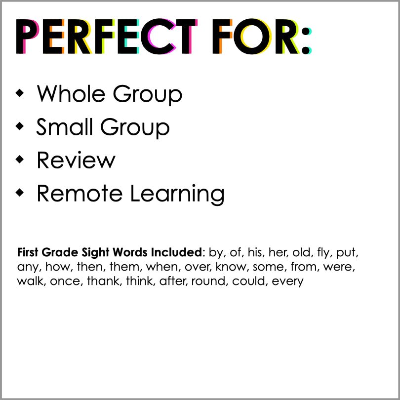 First Grade Sight Word Powerpoint Trivia Game | Phonemic Awareness Practice - Teacher Jeanell