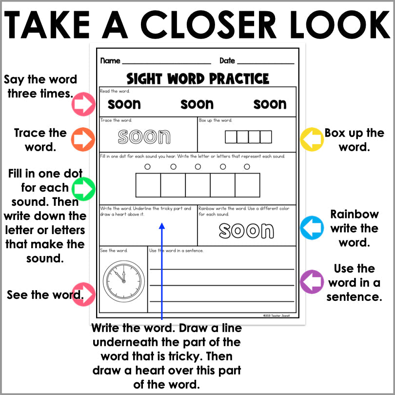 Heart Words Practice Primer | Word Mapping Science of Reading Aligned - Teacher Jeanell