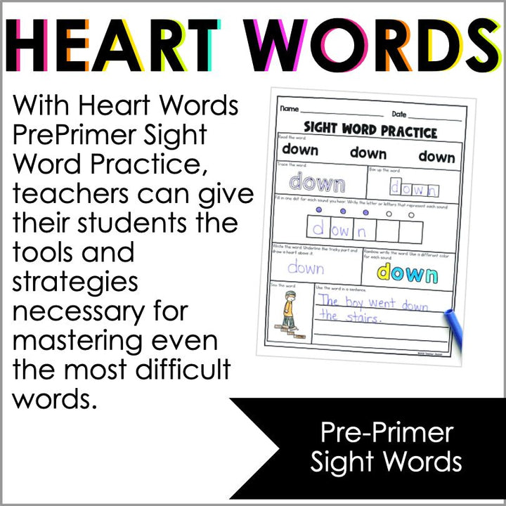 Heart Words PrePrimer Practice | Word Mapping - Teacher Jeanell