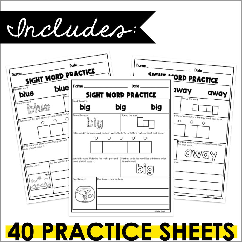Heart Words PrePrimer Practice | Word Mapping - Teacher Jeanell