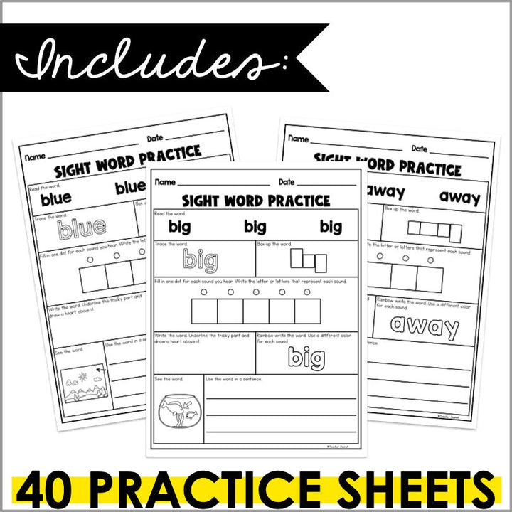 Heart Words PrePrimer Practice | Word Mapping - Teacher Jeanell
