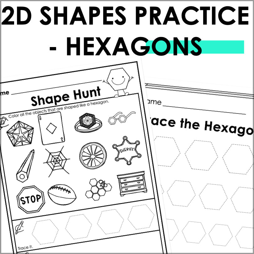 Hexagon | 2D Shapes Worksheets | Shape Recognition - Teacher Jeanell