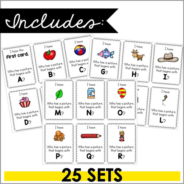 I Have, Who Has Phonics Game Bundle 1 (25 Sets) - Teacher Jeanell