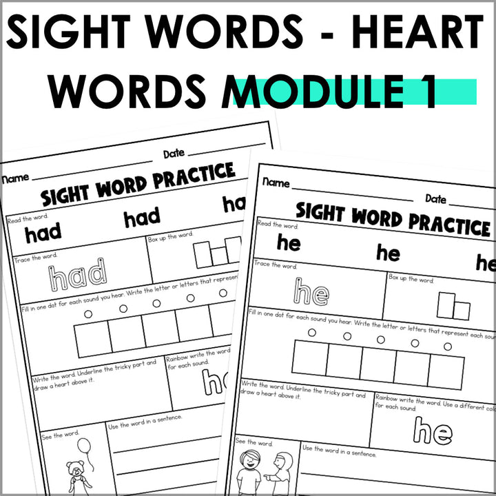 Into Reading 1st Grade Sight Word Practice Module 1 Supplement - Heart Words - Teacher Jeanell