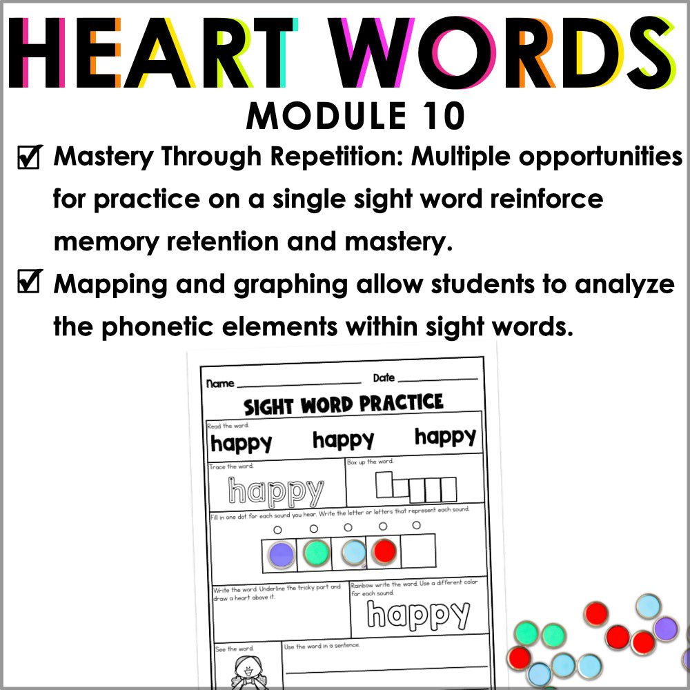 Into Reading 1st Grade Sight Word Practice Module 10 Supplement - Heart Words - Teacher Jeanell