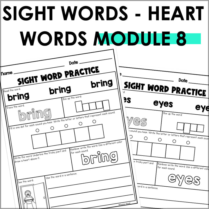 Into Reading 1st Grade Sight Word Practice Module 8 Supplement - Heart Words - Teacher Jeanell