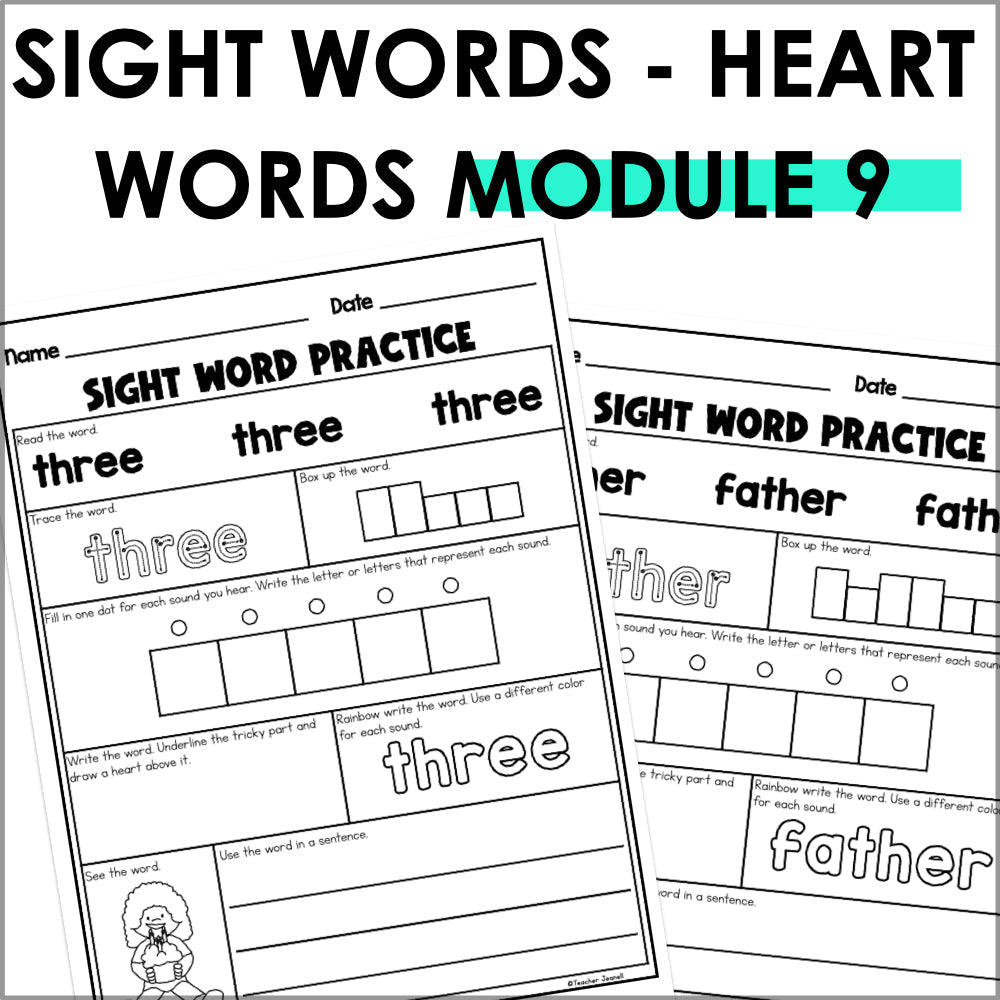 Into Reading 1st Grade Sight Word Practice Module 9 Supplement - Heart Words - Teacher Jeanell