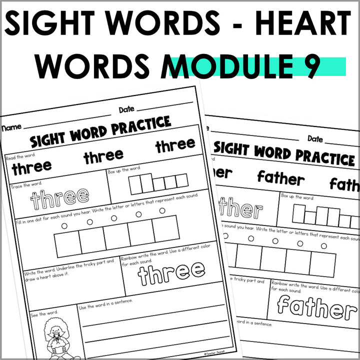 Into Reading 1st Grade Sight Word Practice Module 9 Supplement - Heart Words - Teacher Jeanell