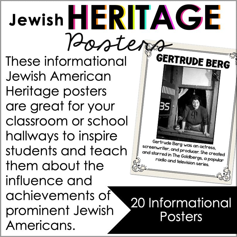 Jewish American Heritage Month Poster Set - Teacher Jeanell