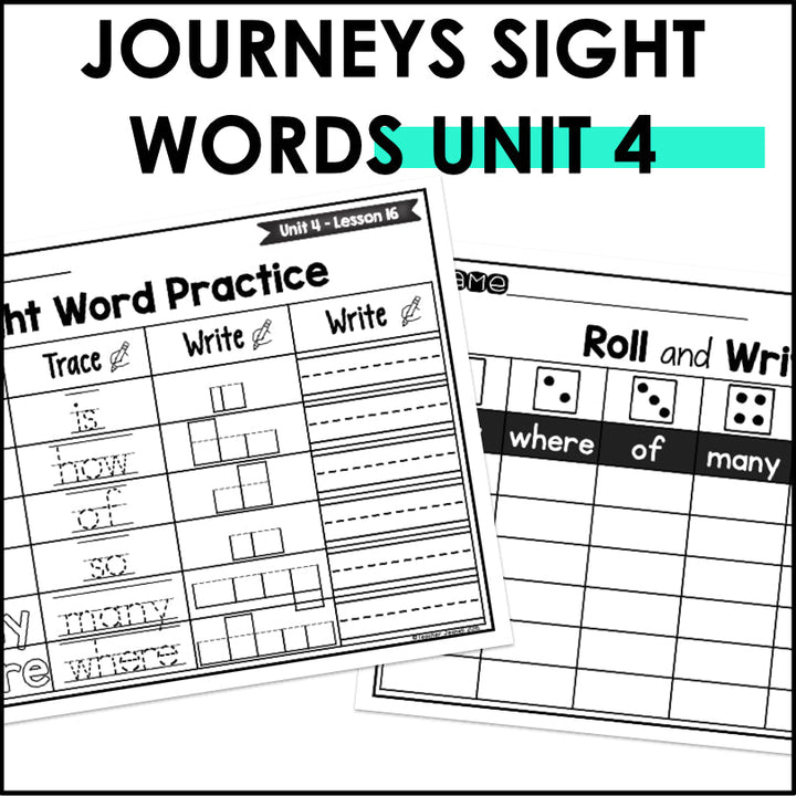 Journeys Kindergarten Sight Word Practice Unit 4 Supplement - Teacher Jeanell