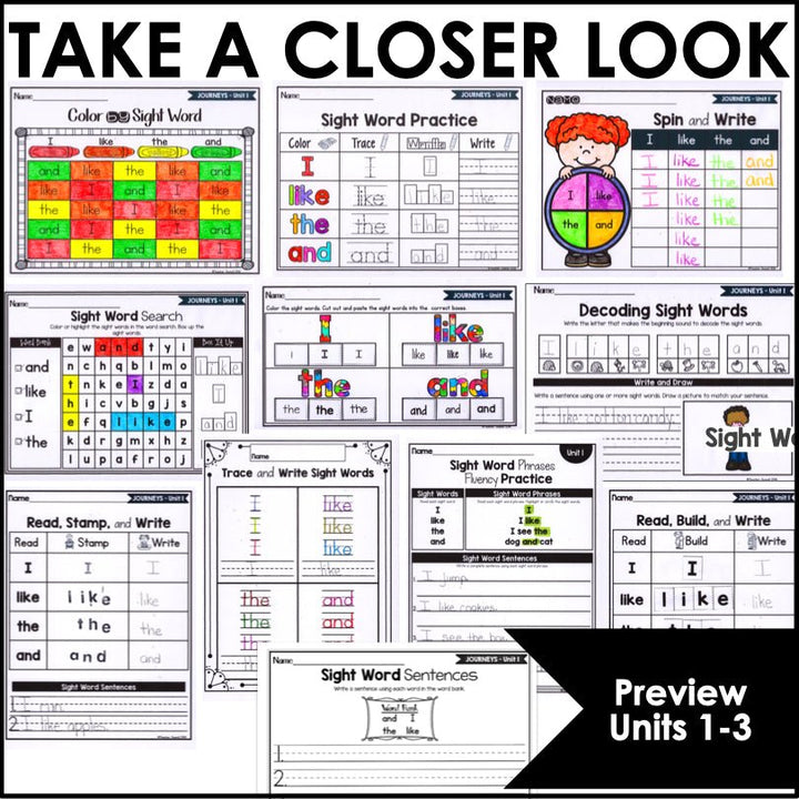 Journeys Kindergarten Sight Word Practice Unit 4 Supplement - Teacher Jeanell
