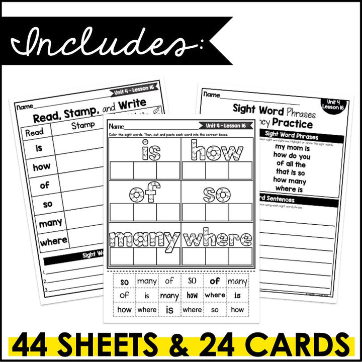 Journeys Kindergarten Sight Word Practice Unit 4 Supplement - Teacher Jeanell
