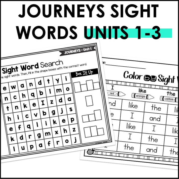 Journeys Kindergarten Units 1-3 Sight Word Practice Supplement - Teacher Jeanell