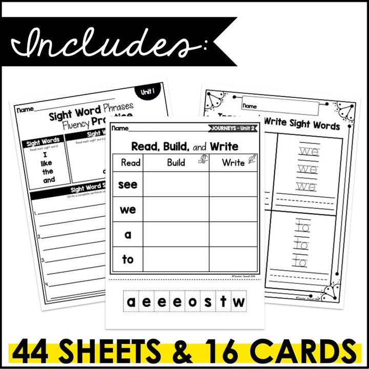 Journeys Kindergarten Units 1-3 Sight Word Practice Supplement - Teacher Jeanell