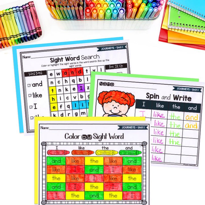 Journeys Kindergarten Units 1-3 Sight Word Practice Supplement - Teacher Jeanell